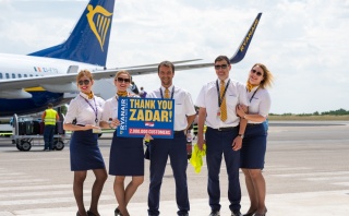 Ryanair slavi 2 milijuna prevezenih putnika u Zadru uz prodaju karata po cijeni od samo €24.99