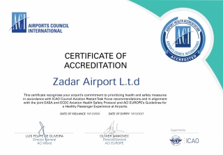 Zračna luka Zadar dobila ACI-jevu Airport health akreditaciju