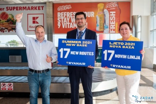 Ryanair opens its Zadar base for summer 2021.