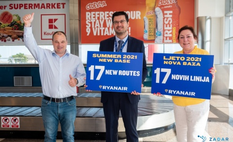 Ryanair opens its Zadar base for summer 2021.